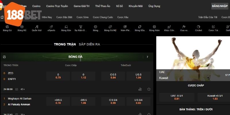 Cá cược thể thao luôn là một trong những lựa chọn phổ biến tại 188BET